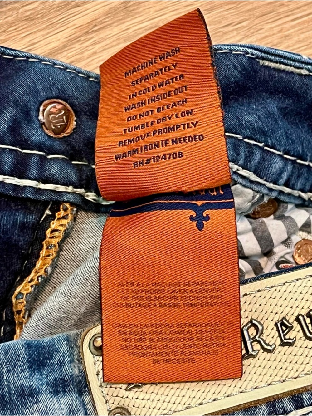 Rock Revival Janelle Skinny Jeans SZ 32 Blue Denim Thick Stitch Rhinestone - Picture 12 of 16